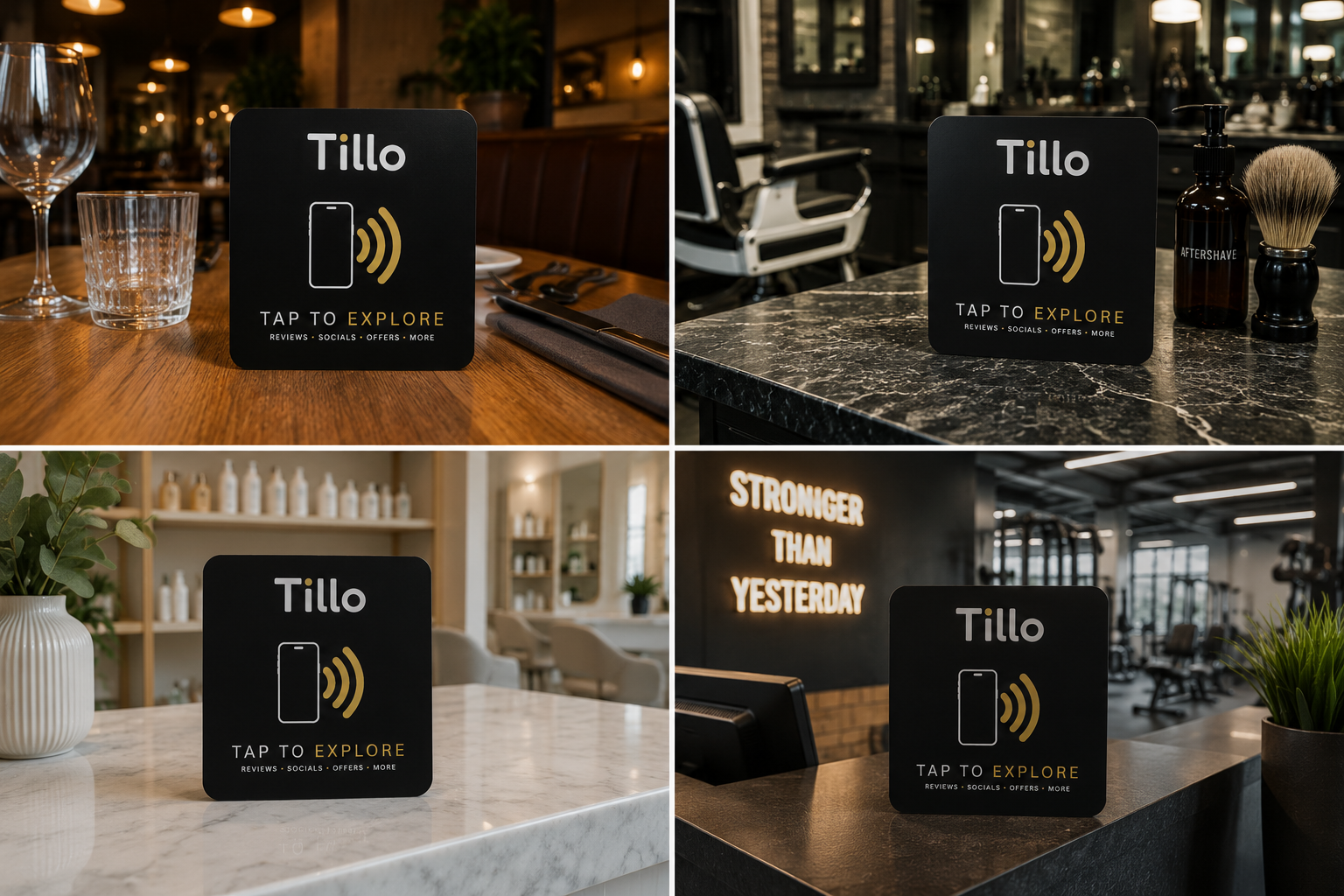 Tillo cards across restaurant, barber, salon and gym
